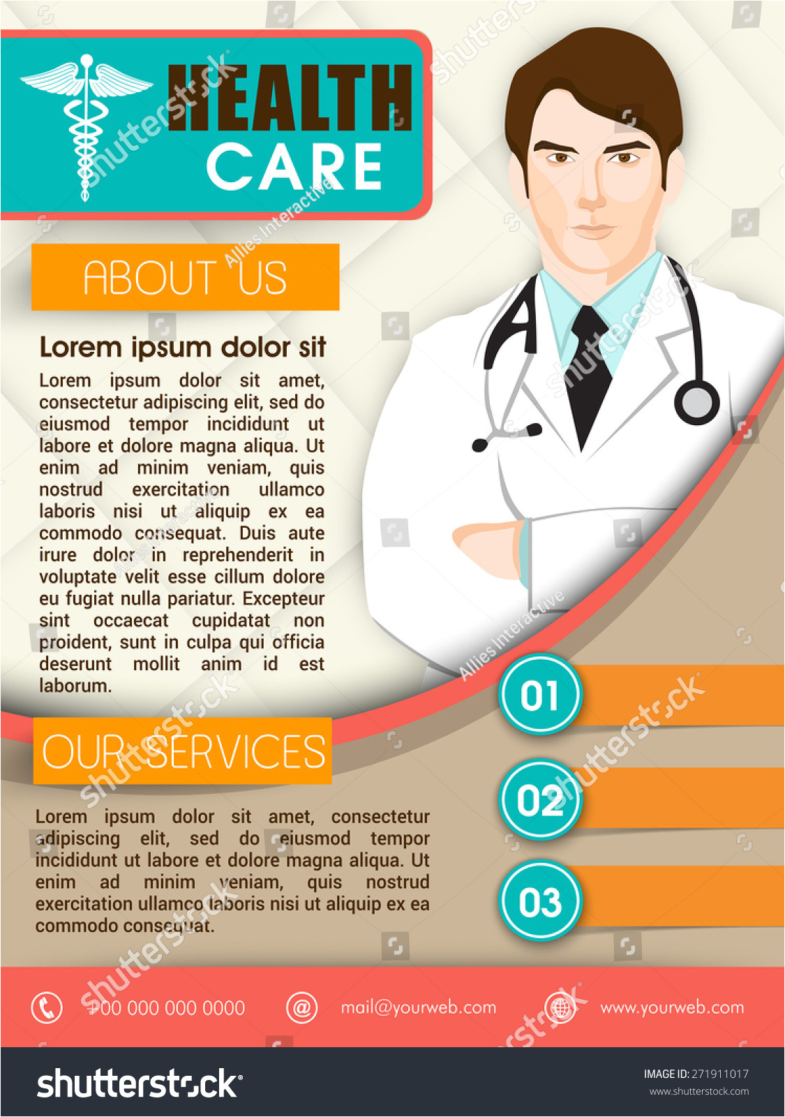 stock vector health care template brochure or flyer design with illustration of a doctor