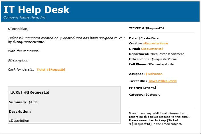 Helpdesk Email Template Samples HTML In Email Templates