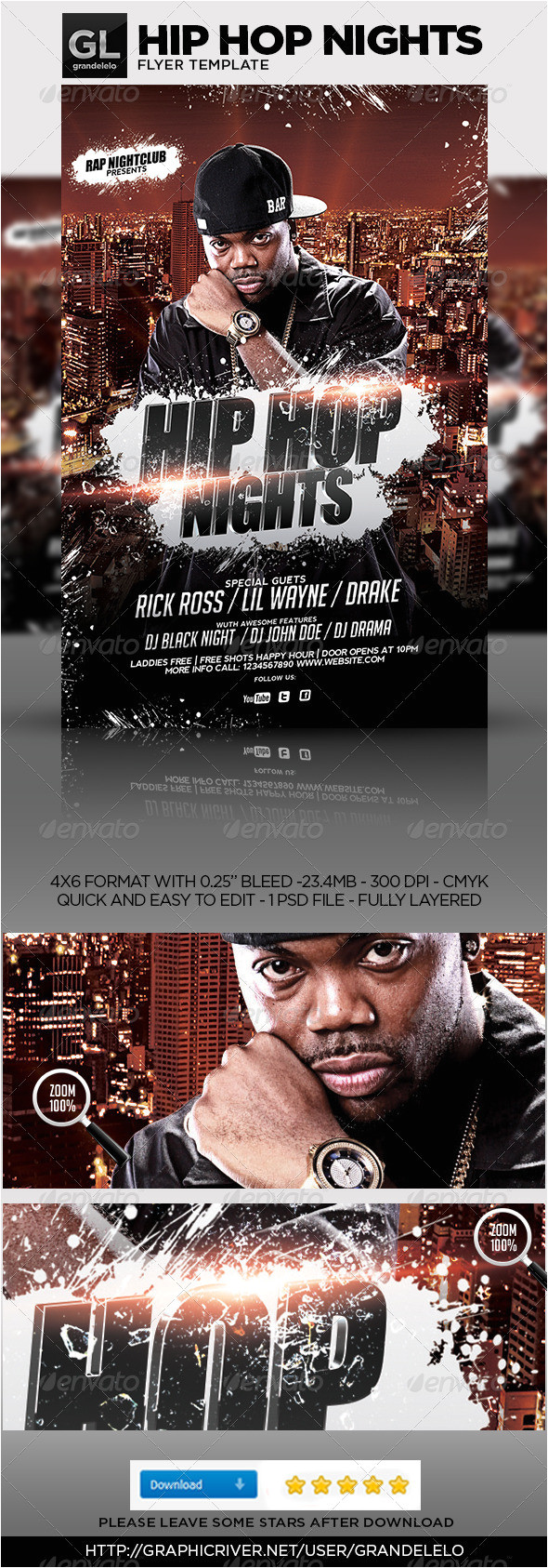 Hip Hop Party Flyer Templates Hip Hop Flyer Template by Grandelelo Graphicriver