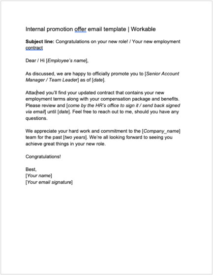 job offer letter template examples
