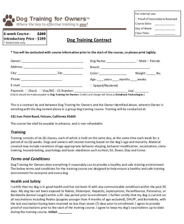 sample training contract templates