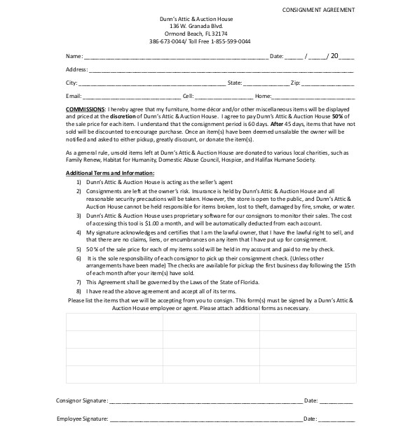 sample consignment agreement