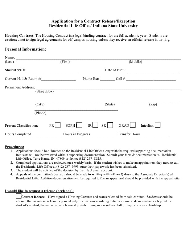 contract release form