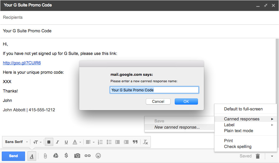 create gmail templates