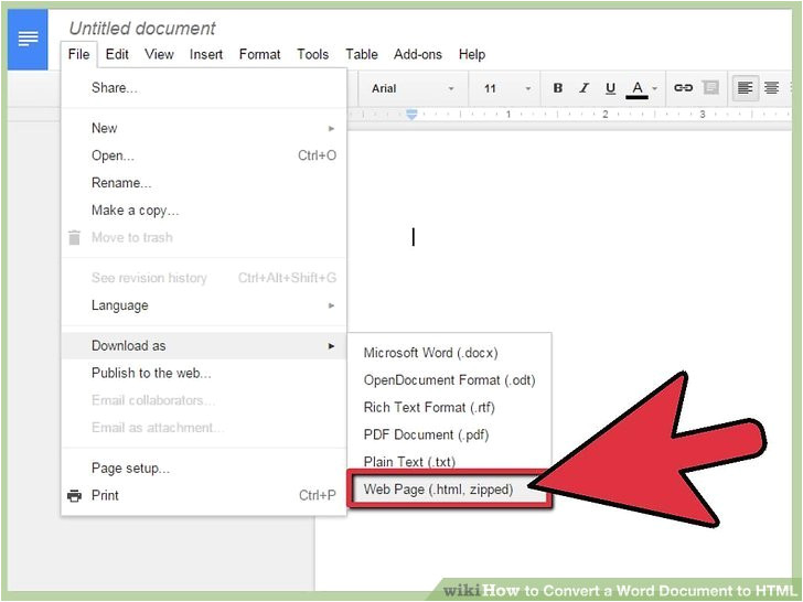 convert a word document to html