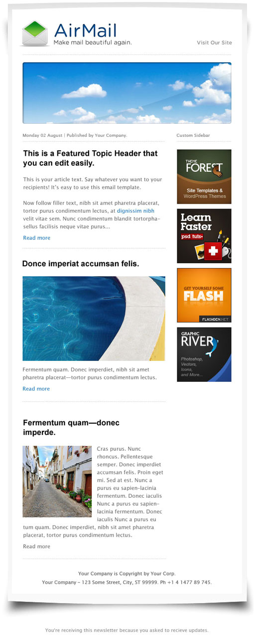 Html5 Email Newsletter Templates HTML Email Newsletter Templates