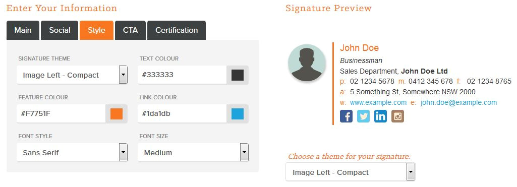 free modern html email signature generators