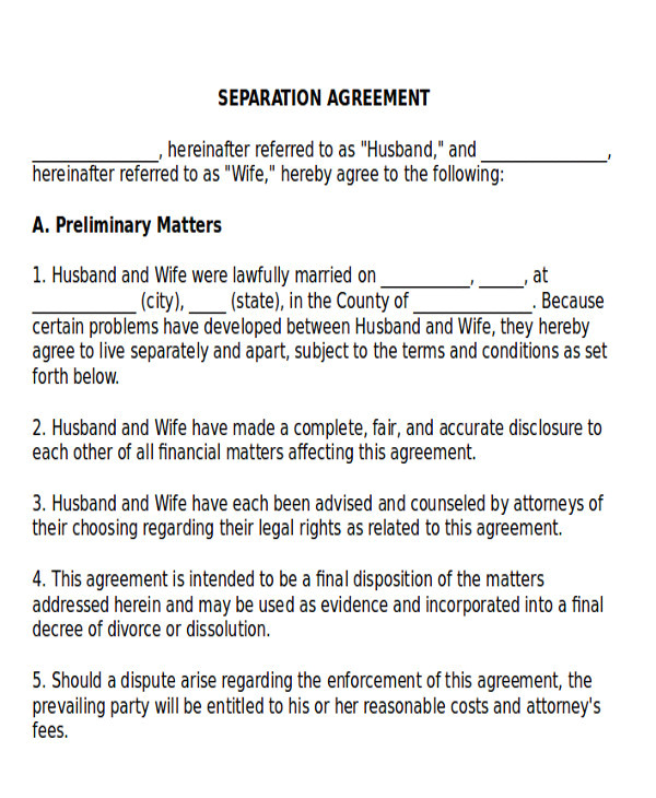 sample divorce agreement