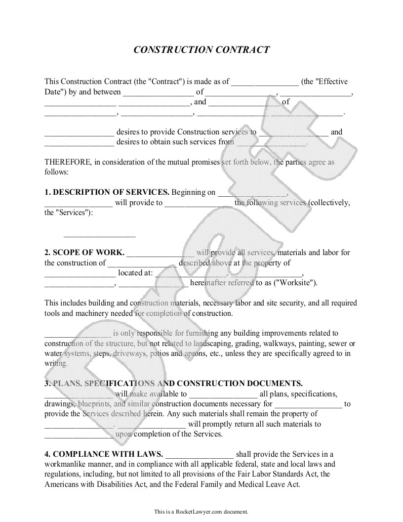 Independent Contractor Contract Template south Africa Construction Contract Template Construction Agreement