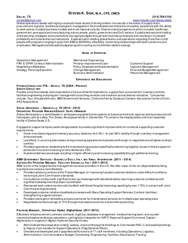 Interim Management Contract Template Resume Operations Manager Supply Chain Mgmt Procurement