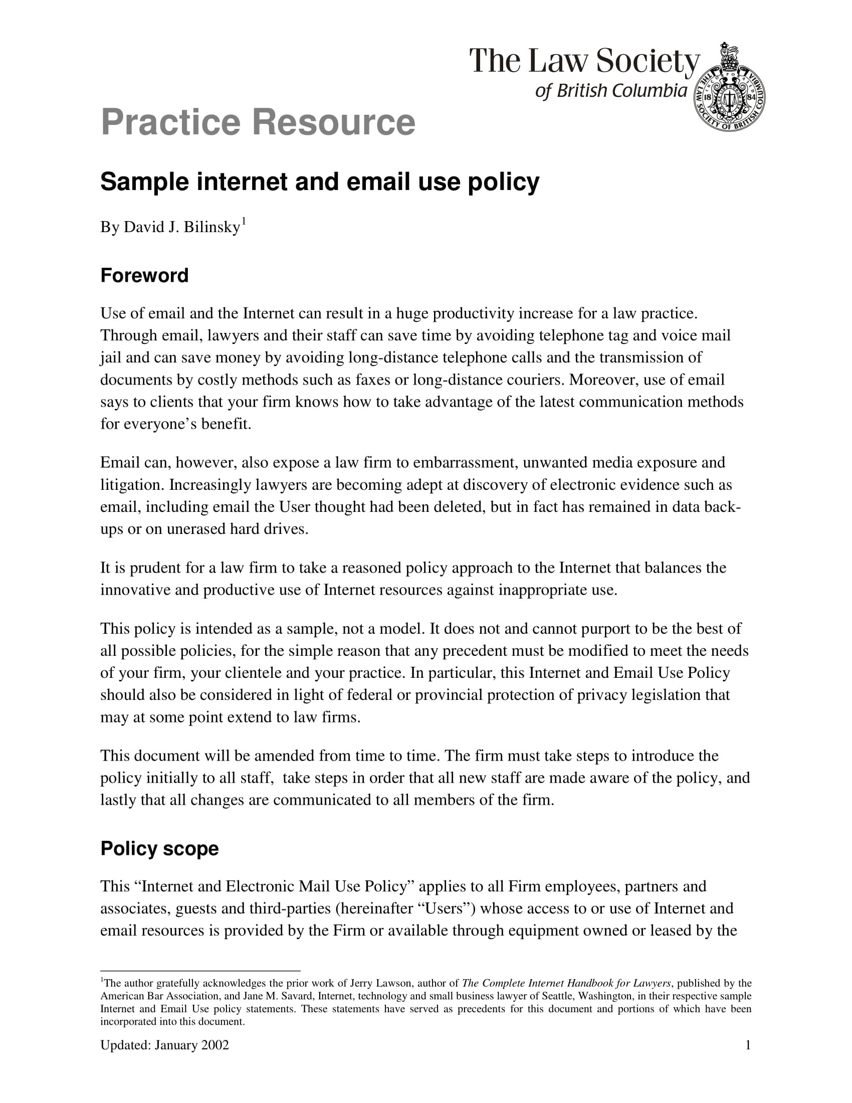 email policy examples pdf