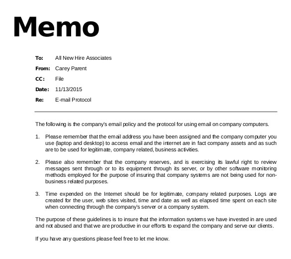email memo template