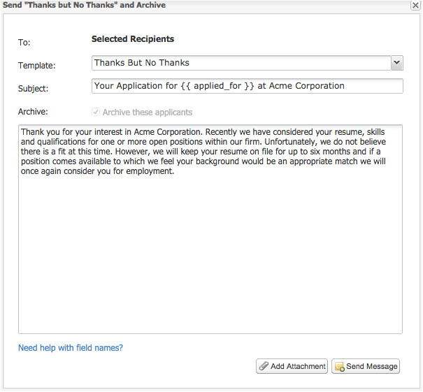 Interview No Show Email Template Message Templates Customize Send Quot Thanks but No Thanks