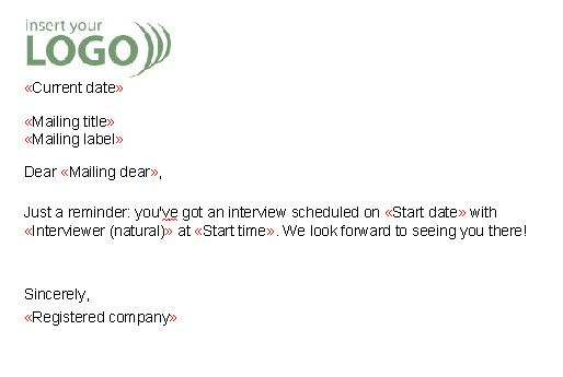 Interview Reminder Email Template Interview Reminder Letter Templates