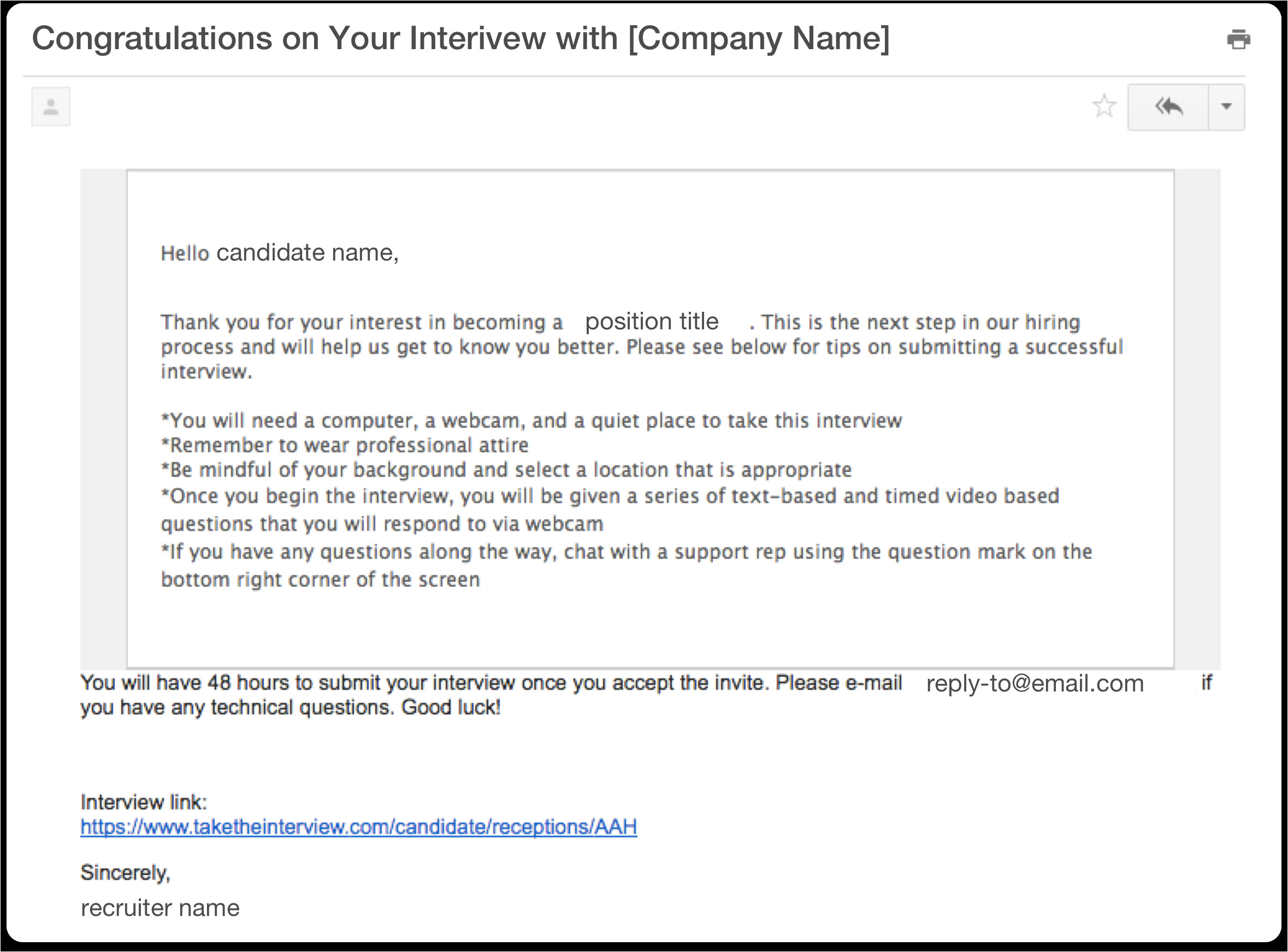 interview schedule email template 899