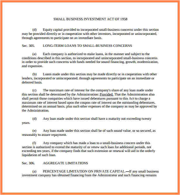 6 small business investment agreement template