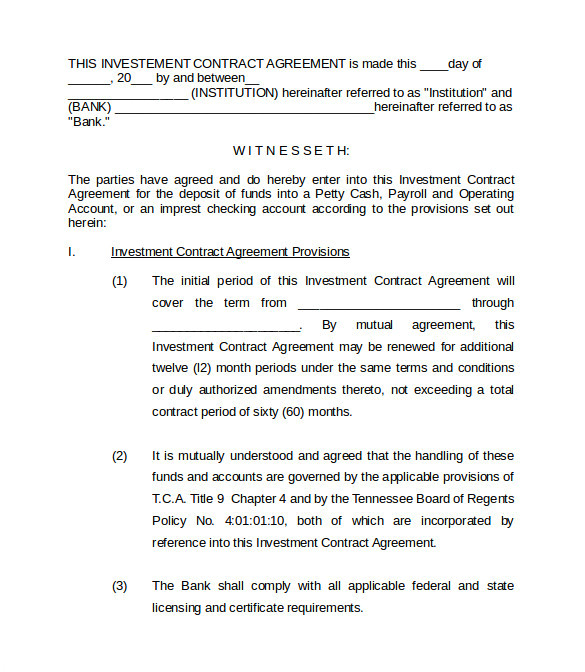 investment contract template