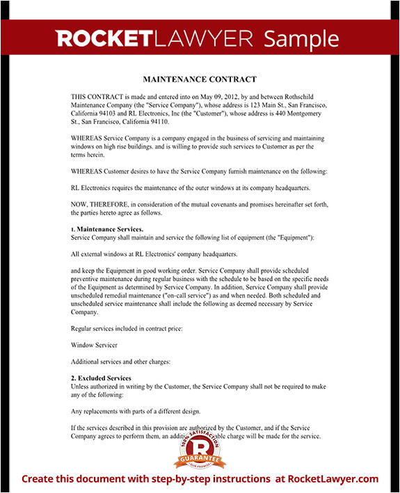 It Maintenance Contract Template Maintenance Contract Maintenance Service Contract