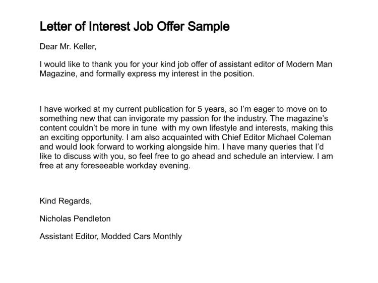 write letter interest job