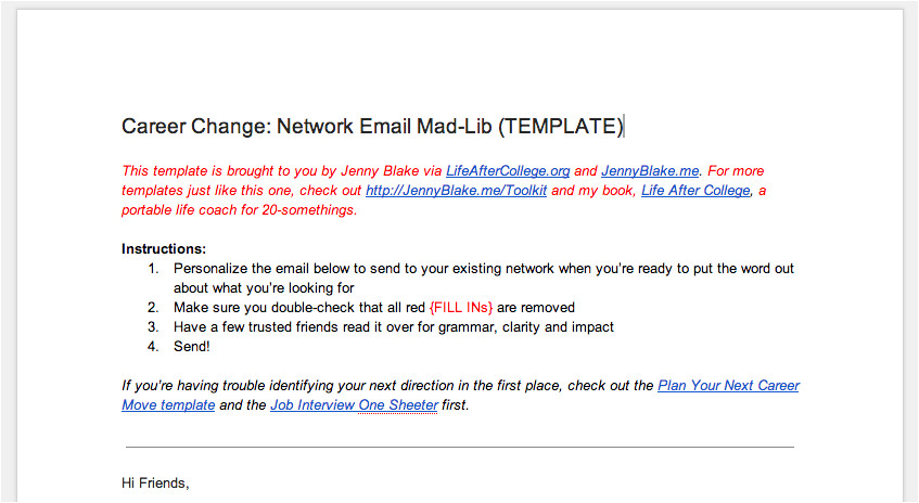 network email madlib template
