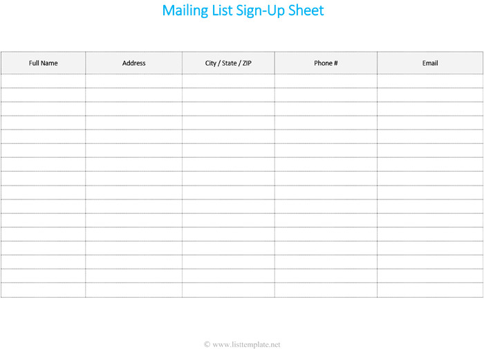 mailing list template