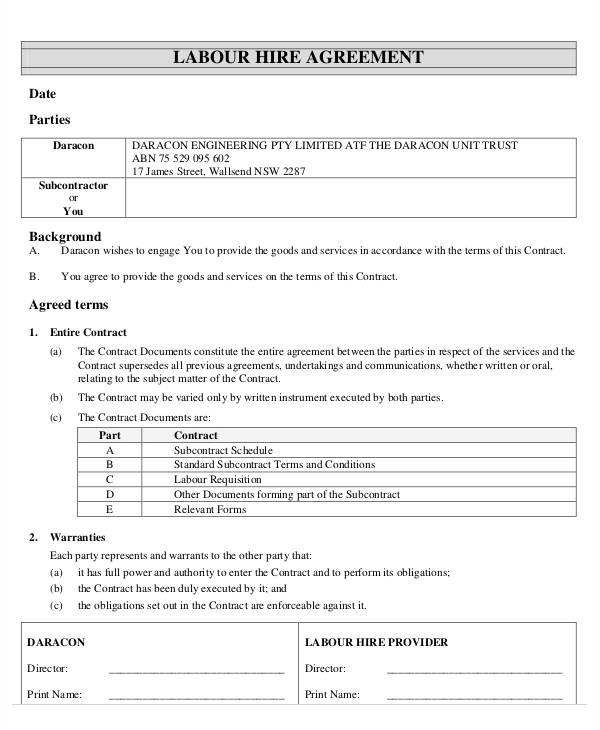 labour contract template