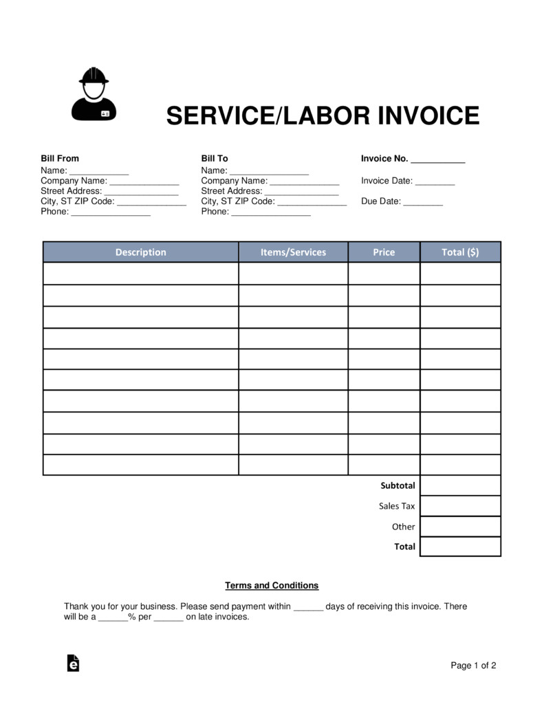 servicelabor invoice template
