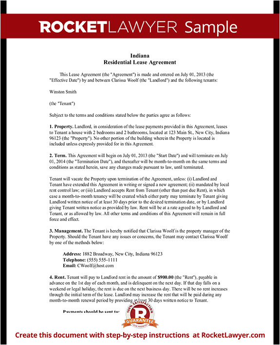 indiana lease agreement rl