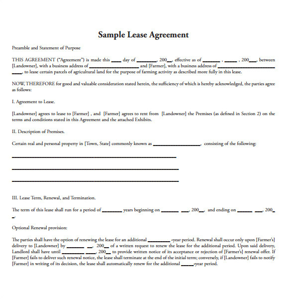 sample land lease agreement