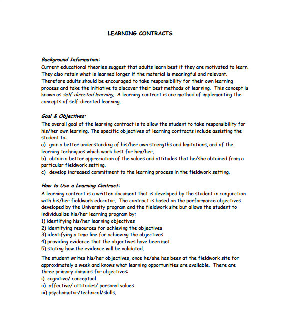 learning contract template