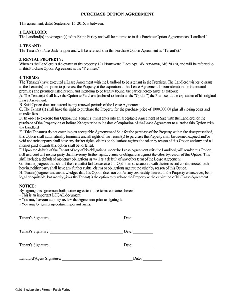 lease option agreement lease purchase option 148