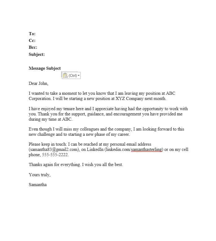 Leaving Email to Colleagues Template 40 Farewell Email Templates to Coworkers ᐅ Template Lab