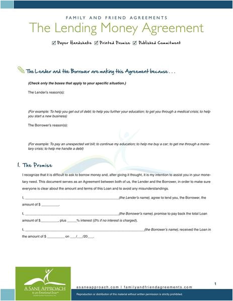 contract for borrowing money from family