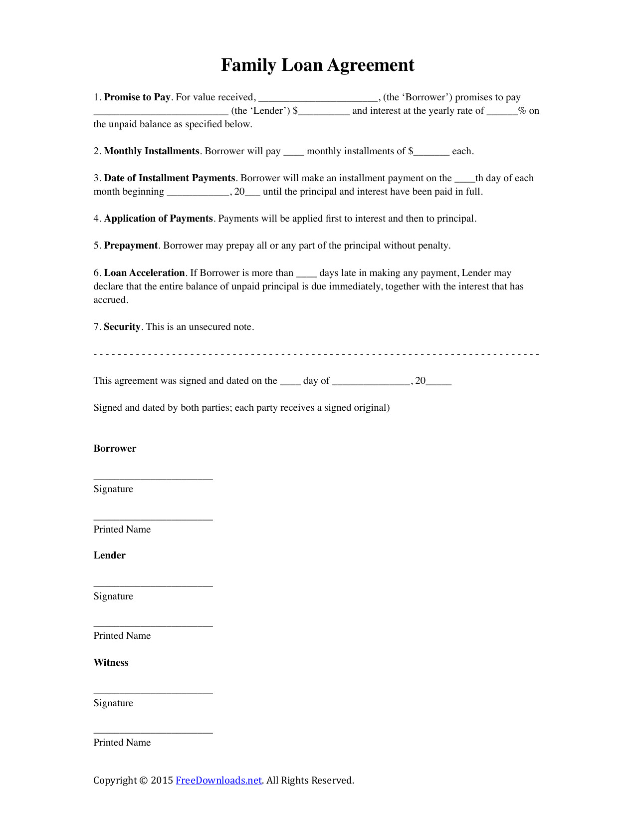 family loan agreement template 2