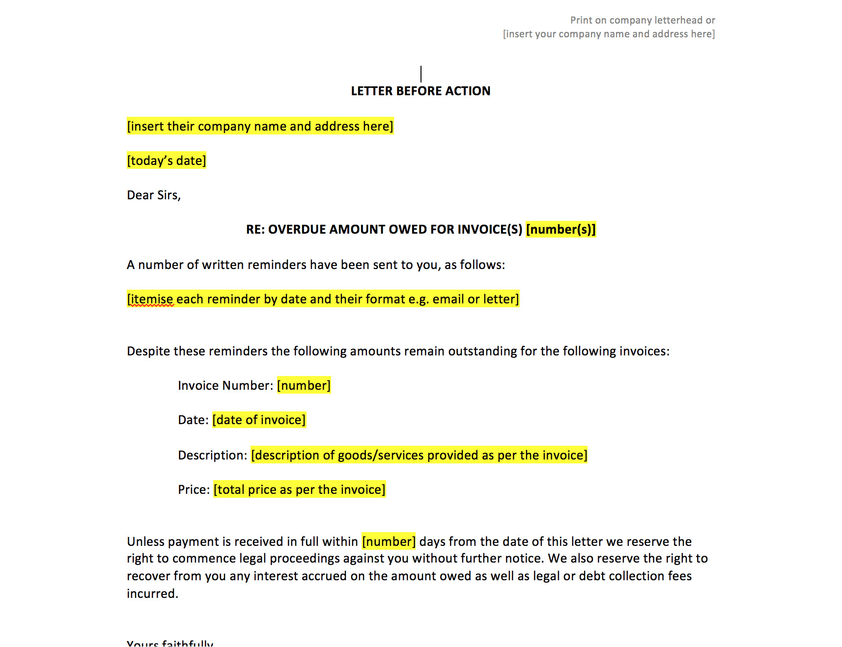 Letter before Action Template Breach Of Contract Letter before Action Template Uk Template Agreements and