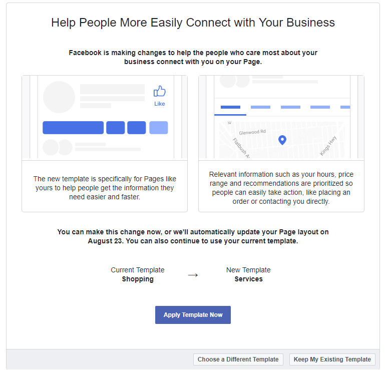 facebook redesigns business page templates