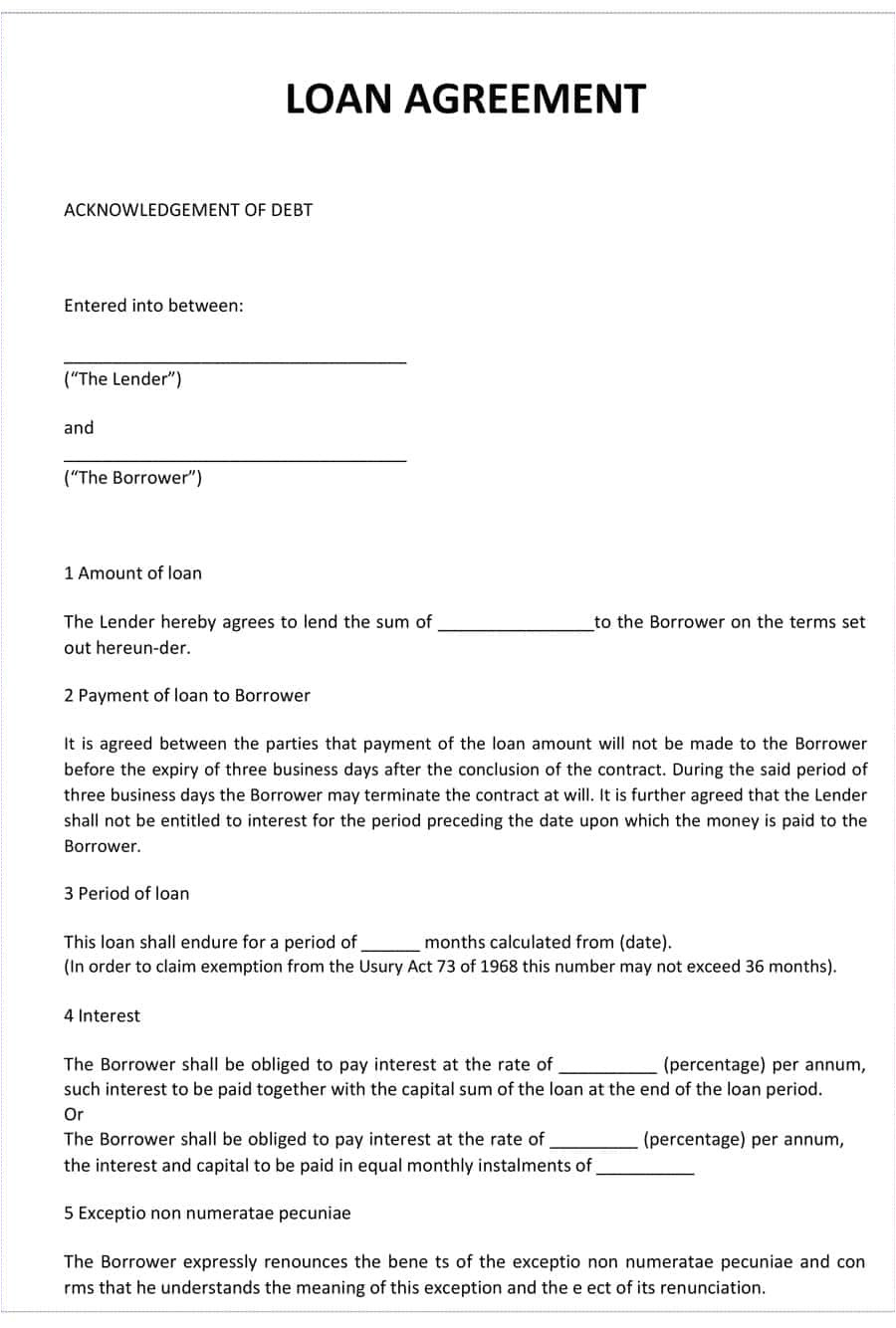 Loan Agreement Contract Template 40 Free Loan Agreement Templates Word Pdf ᐅ Template Lab