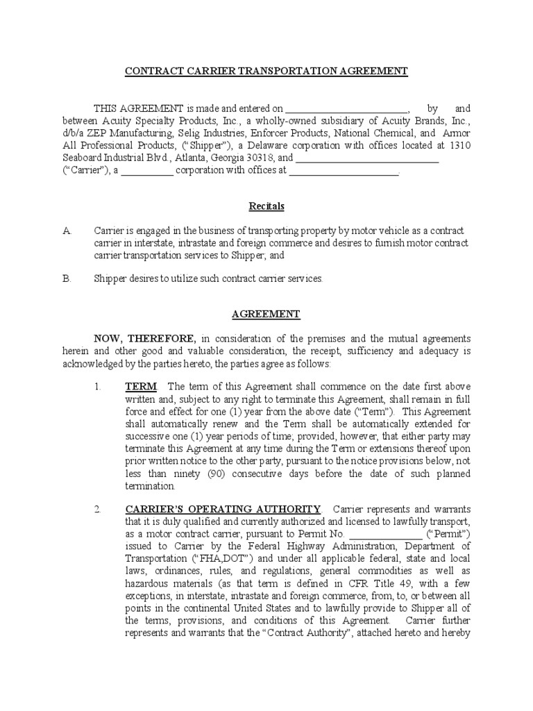 logistics service level agreement template clean transportation contract template 2 free templates in pdf ee z102475