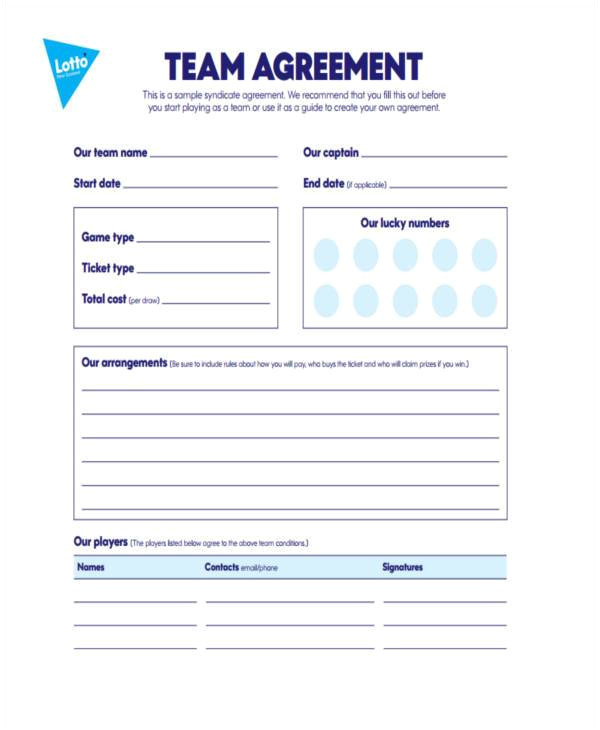 lottery syndicate agreement form