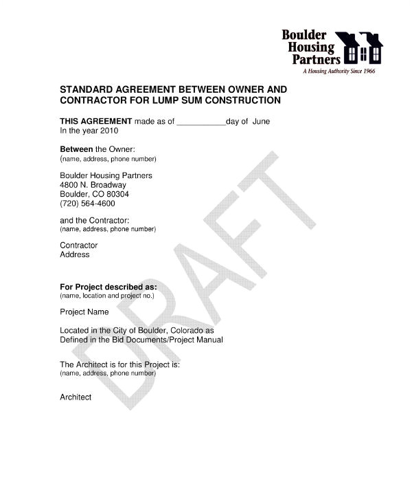 contractor agreement examples