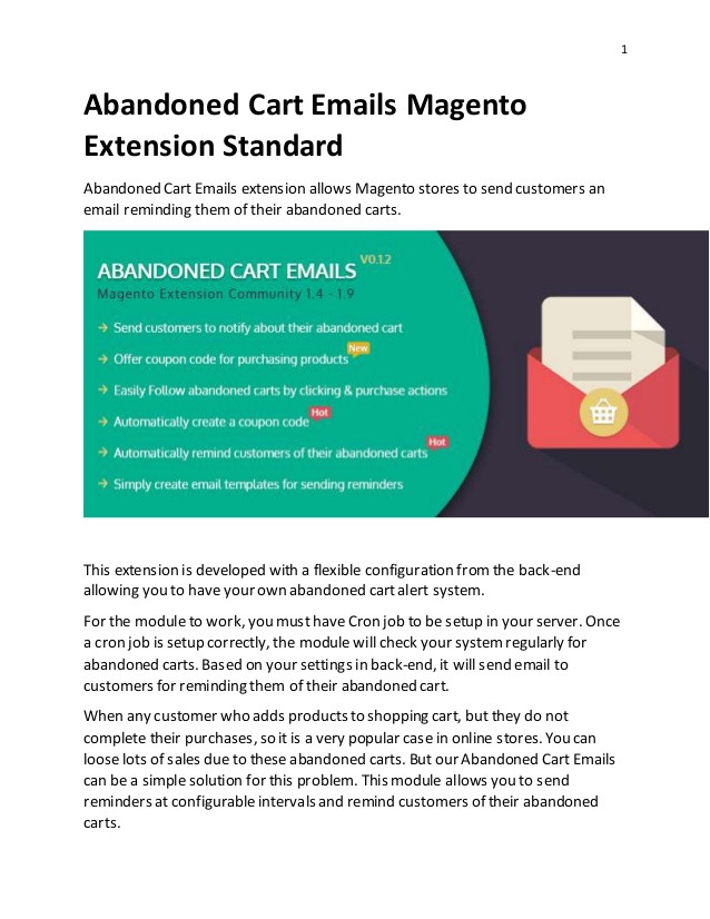 abandoned cart emails magento extension standard
