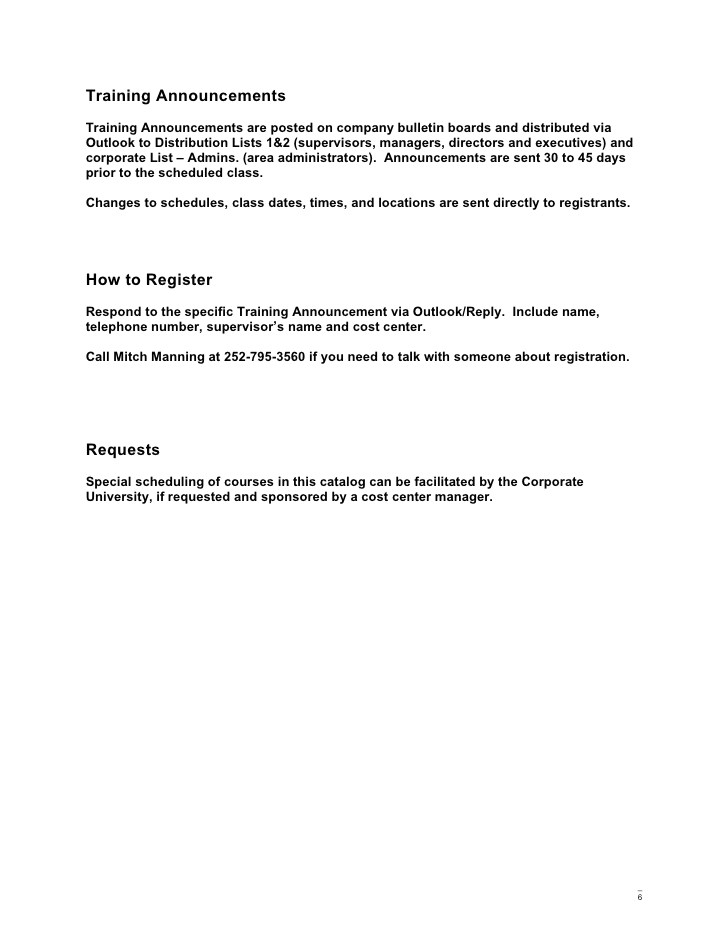 Mandatory Training Email Template Corporate Training and Development Catalog
