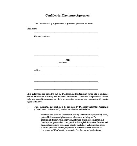 confidentiality agreement pdf