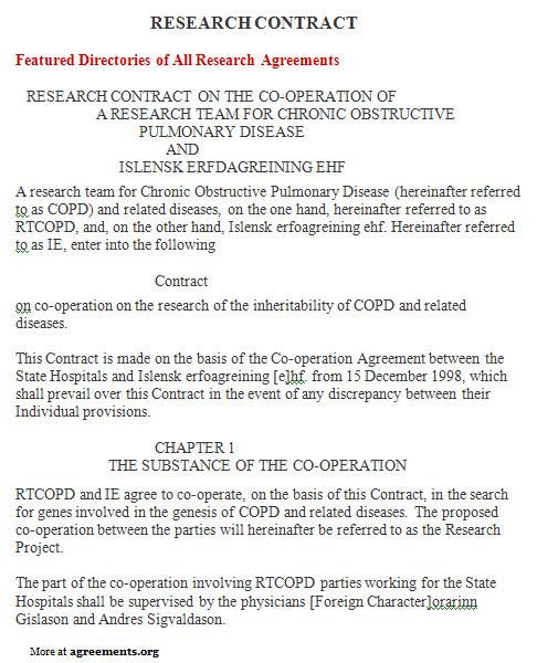Market Research Contract Template Research Contract Agreement Sample Research Contract