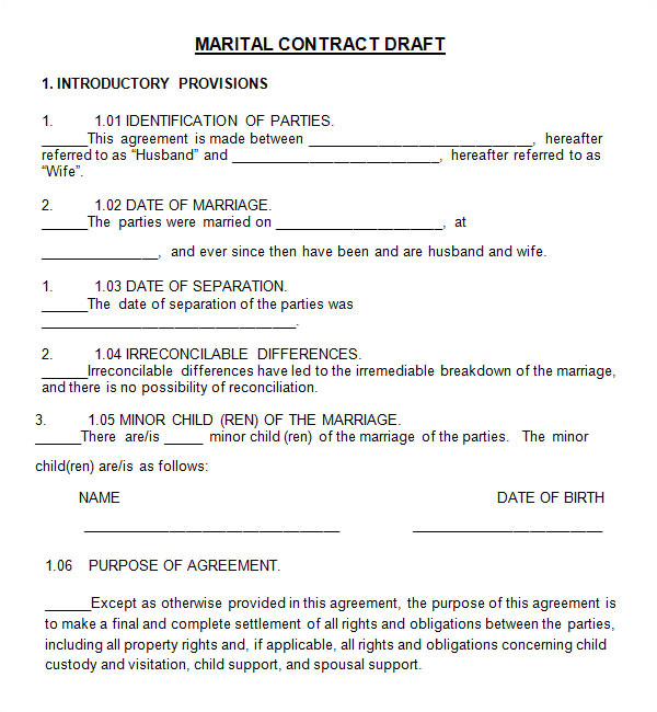 marriage contract template