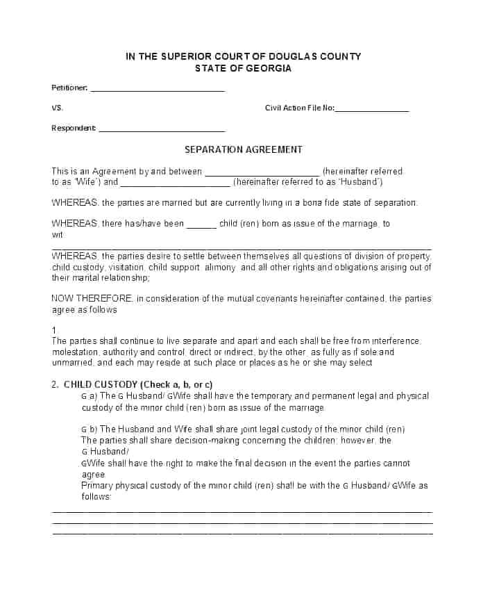 ontario separation agreement template