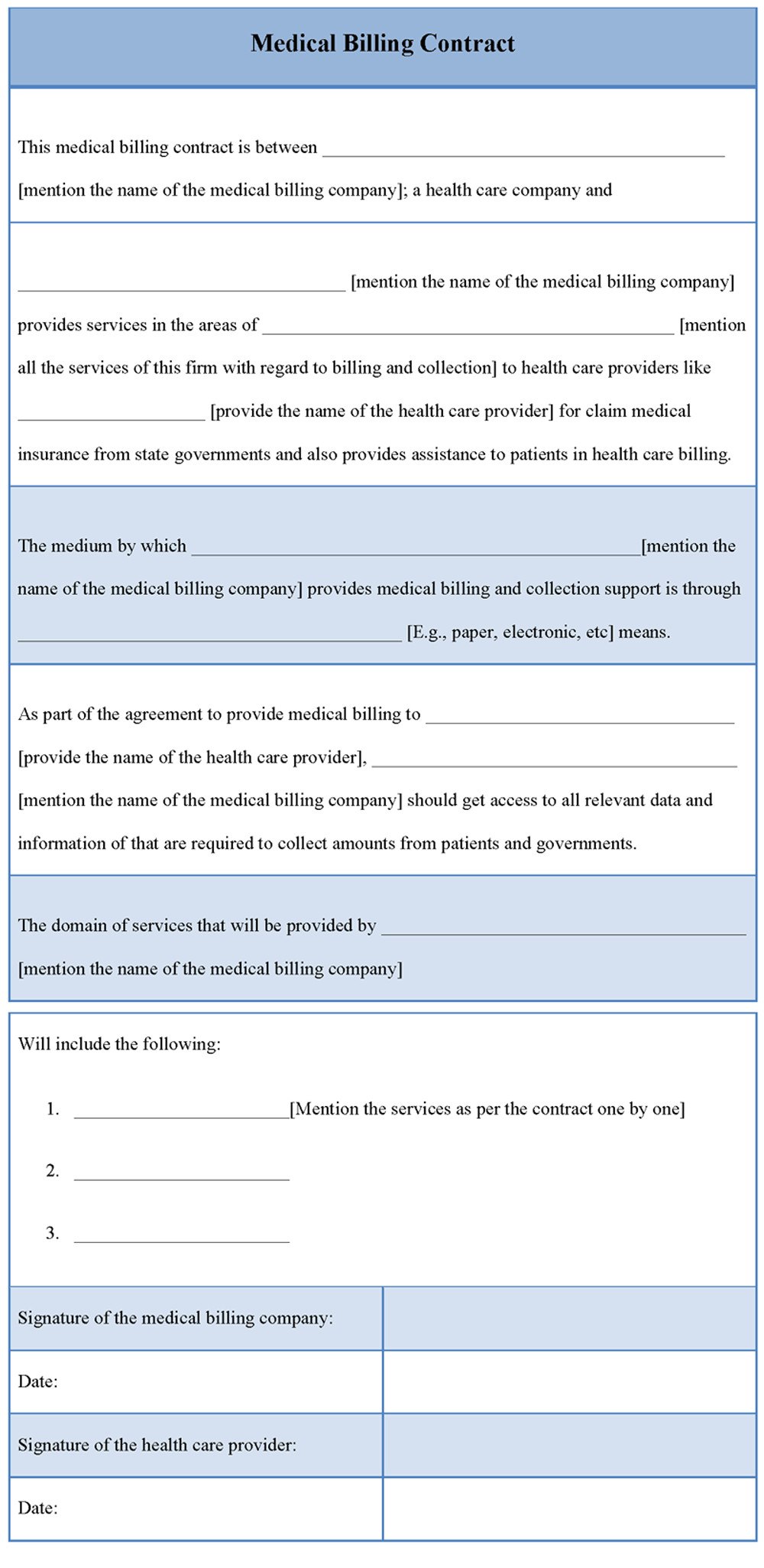 Medical Billing Contract Template Medical Template for Billing Contract Template Of Medical