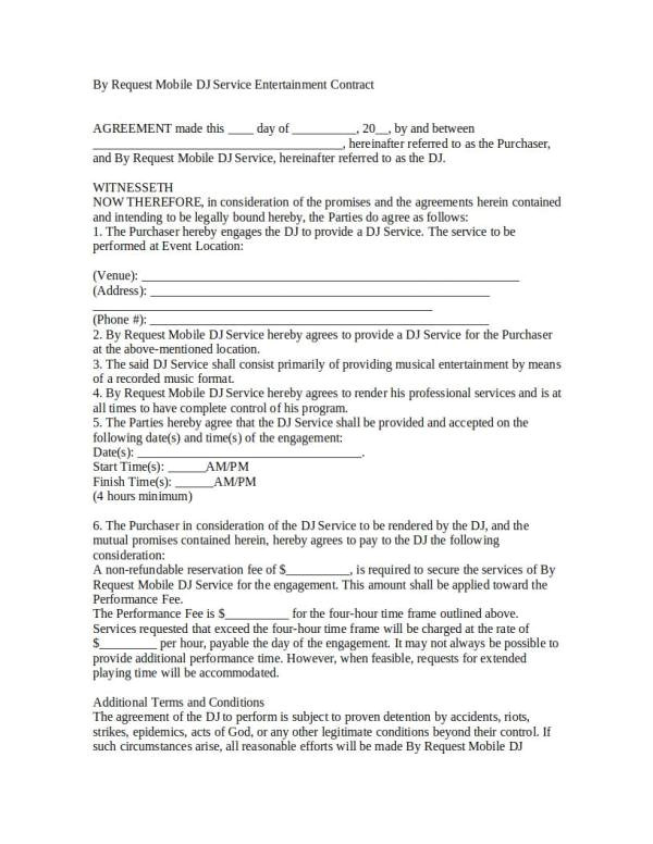 dj service contract template pdf word