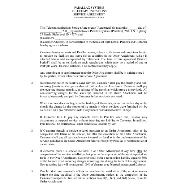 Monthly Service Contract Template 36 Service Agreement Templates Word Pdf Free