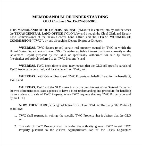 Mou Contract Template 41 Memorandum Of Understanding Templates Pdf Google